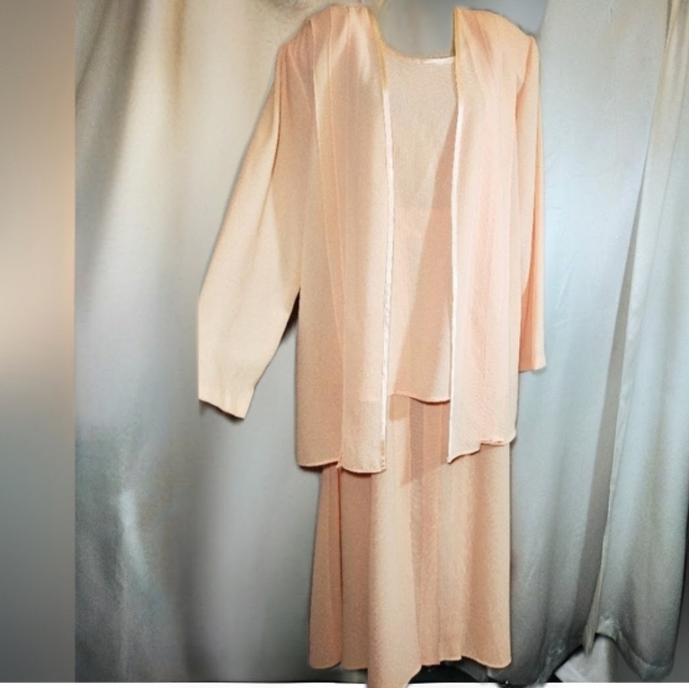 3 pc:3K Fashion Skirt Set: Midi Skirt+Jacket+ Tank Top, Vintage,Peach,(like a16)